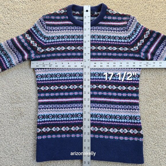 Brooks Brothers Fair Isle Sweater Lambswool Blend XS Blue Purple - Picture 4 of 16